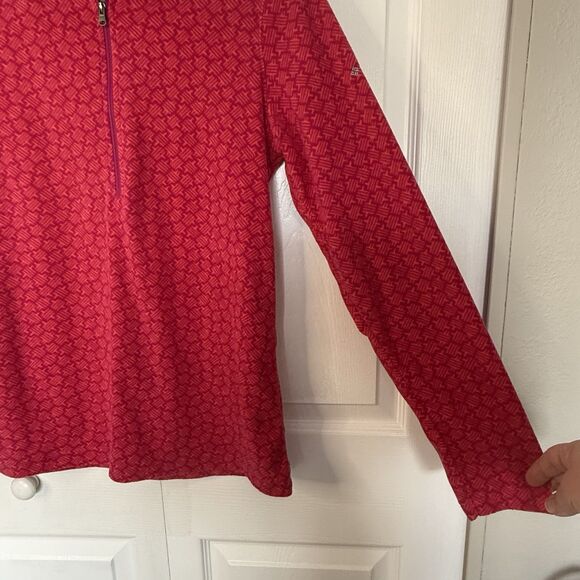 Columbia Bright Pink Geometric Print Quarter Zip Fleece Pullover Women’s Size M - Picture 3 of 7
